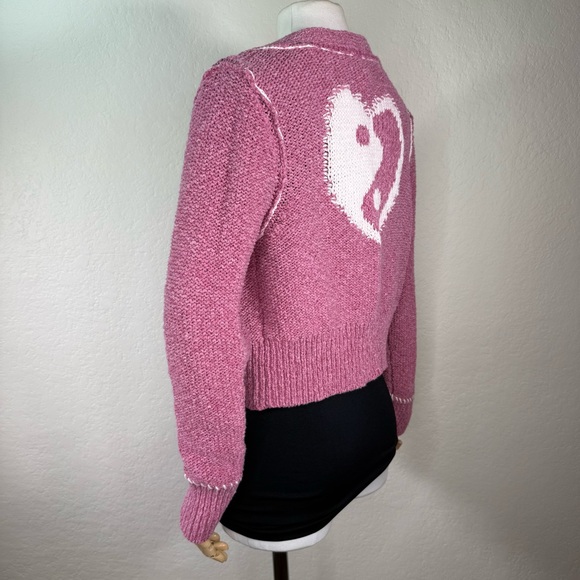 Pilcro Yin Yang Icon Heart Urban Outfitters Cropped Cardigan Sweater Size Medium - Picture 4 of 16